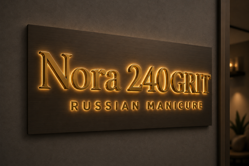 Custom 3D Metal Backlit Sign With Backboard - Rano Tyshkambayeva (Nora 240 GRIT)